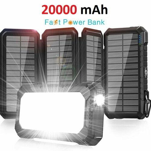 Внешний многофункциональный аккумулятор Power Bank W-12 Pro Green с солнечной батареей 20000 мАч солнечная панель светильник фонарь компас 6109₽