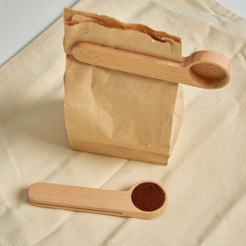Ложка Spoon-1, деревянная, с зажимом для сыпучих продуктов 160х25х15 мм, Varman.pro