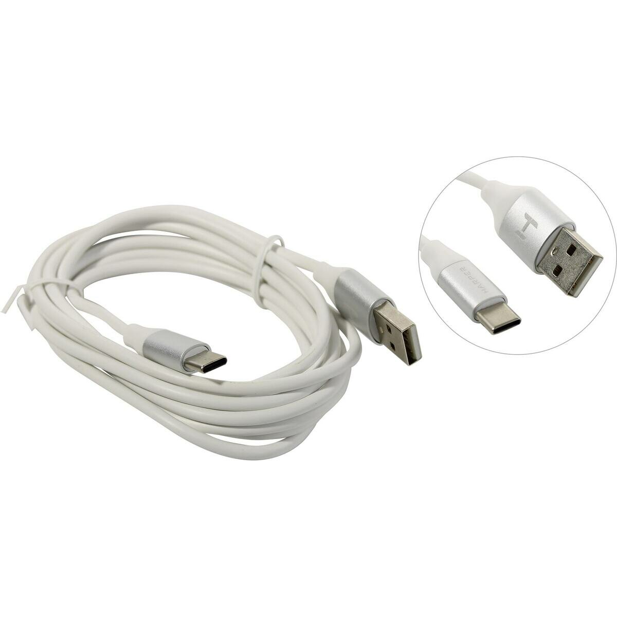 Кабель Harper USB - USB type-C, силиконовый, для зарядки и синхронизации, 2м, зарядка - фото №3
