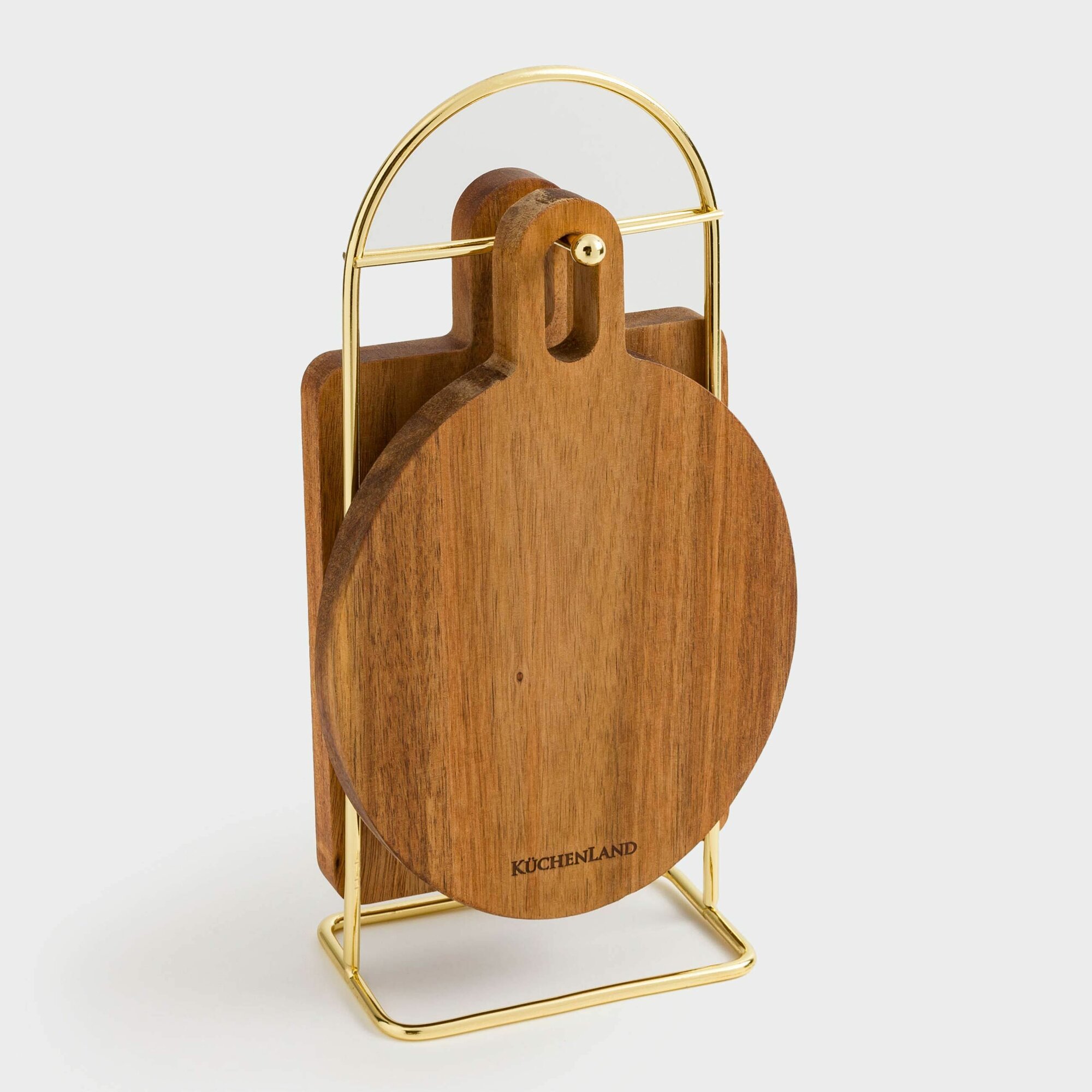 Разделочные Доски Xiaomi Набор досок разделочных, 2 шт, на подставке, дерево/сталь, прямоугольная/круглая, Noble tree