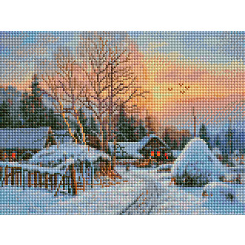 Алмазная мозаика на подрамнике Белосжнежка 30х40 см: Зимний вечер