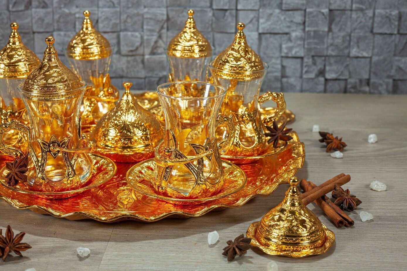 Набор армуд подарочный золото с подносом — фото 1