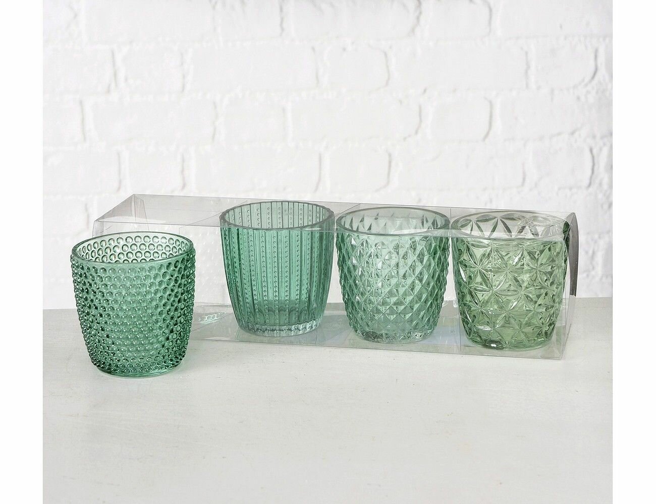 Набор стеклянных подсвечников четола стекло зеленые 8 см 4 шт Boltze 1020524
