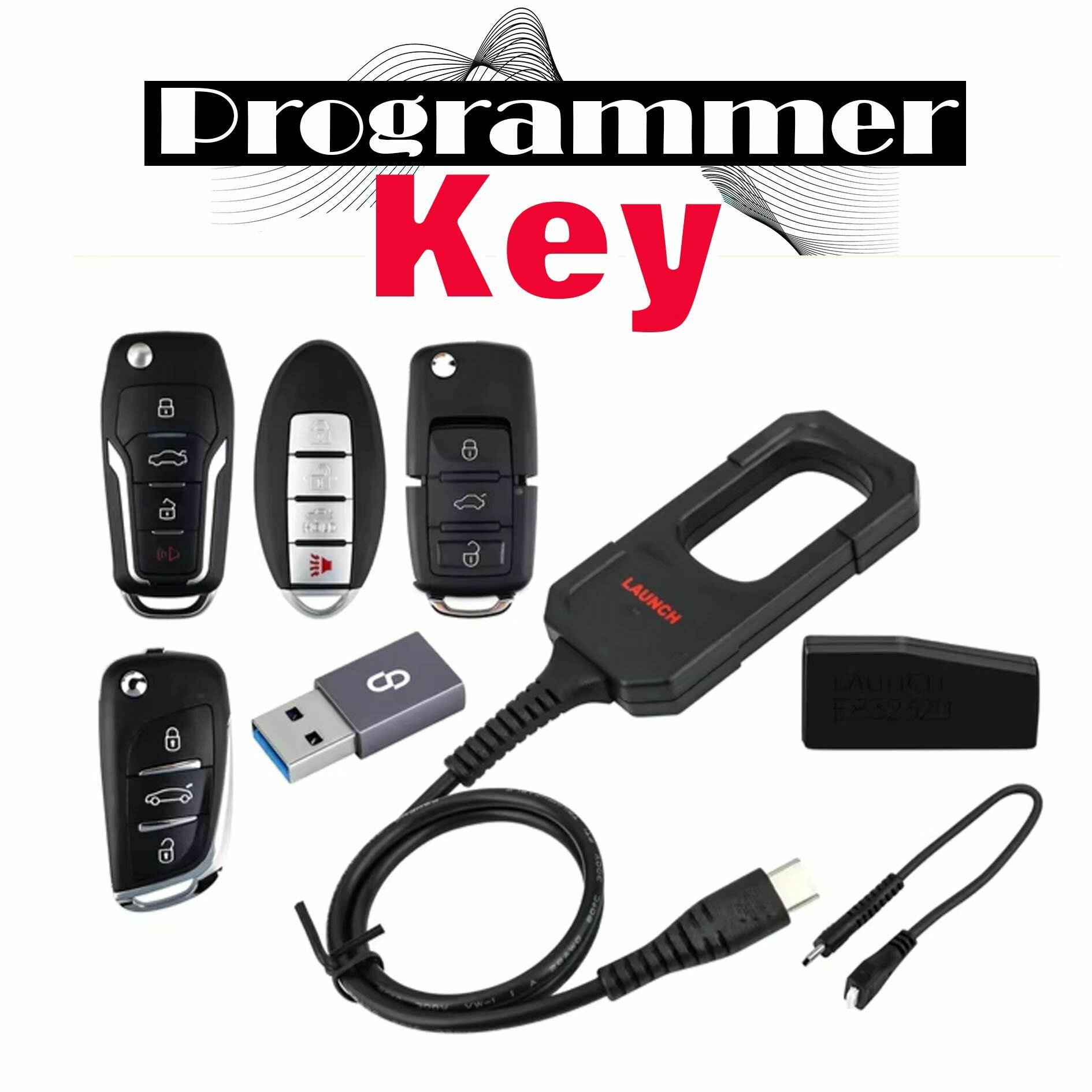Программатор ключей Key Programmer, + 4 ключа для Nissan, Peugeot, Volkswagen,