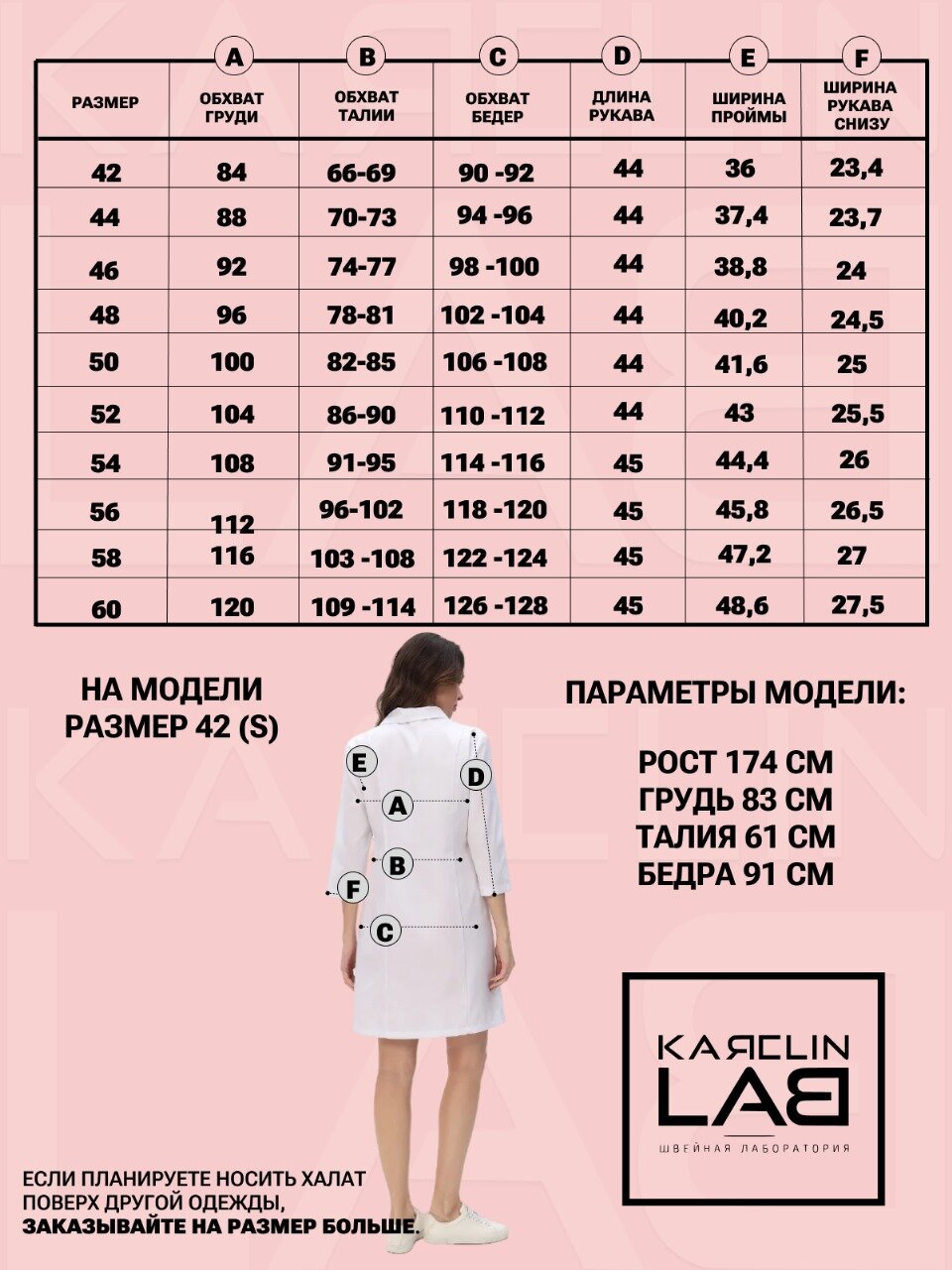 Картинки Халат медицинский на кнопках с рукавом 3/4