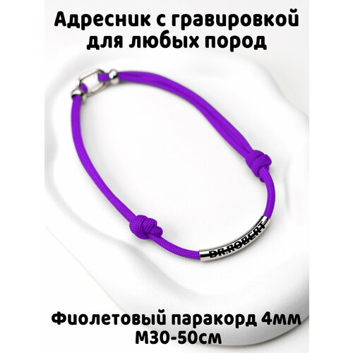 Украшение. Тихий адресник с гравировкой. Жетон 50мм на шнурке 4мм. Фиолетовый М