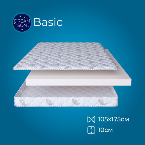 Беспружинный матрас 105х175 анатомический, средней жесткости, односпальный, в кровать, DreamSon Basic