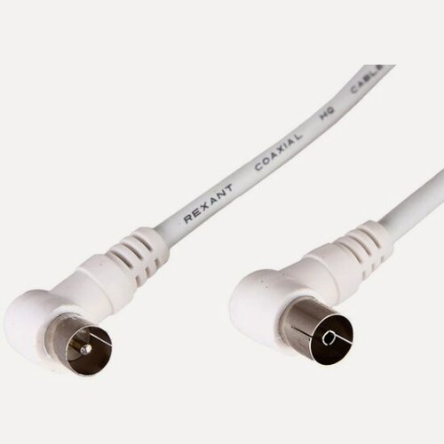 Изображение товара Кабель антенный Rexant ТВ гнездо - ТВ штекер, угловой, белый, длина 1.5 м