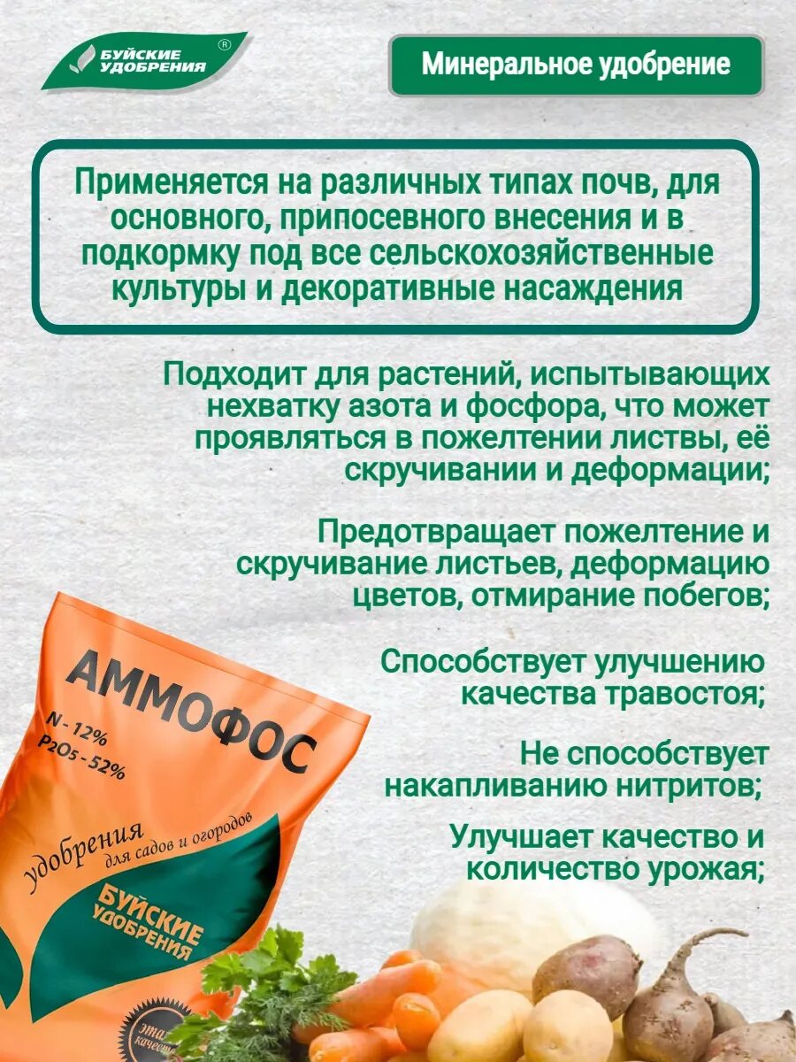Картинки Удобрение минеральное Аммофос 0,9 кг Буйские удобрения