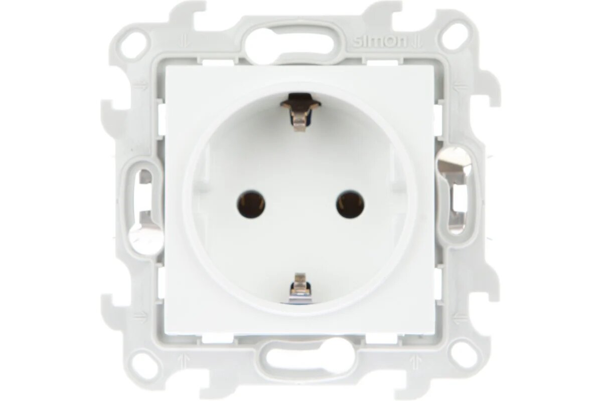 Simon 24 Белая Розетка 2К 3 без защитных шторок  2420434 030