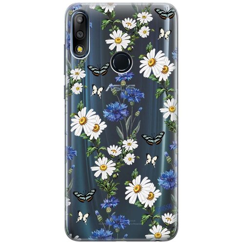 фото Ультратонкий силиконовый чехол-накладка clearview для asus zenfone max pro (m2) zb631kl с 3d принтом "hello, camomiles" gosso