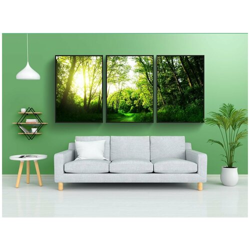 фото Набор модулных постеров для интерьера "пейзаж, солнце, деревья" 60x90 см. в тубусе, без рамки lotsprints