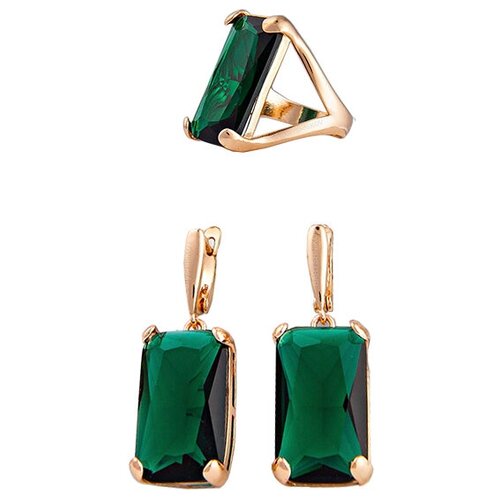 Комплект бижутерии Серьги и Кольцо (размер 19) Baryshnikov Цвет зеленый