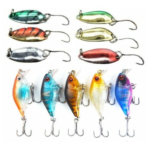 Набор для ловли форели. Воблеры и блесны. 11 предметов. Lucky Fish