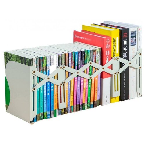 фото Подставка-ограничитель для книг deli 78630white 114х114х190мм расшир. металл цв.белый