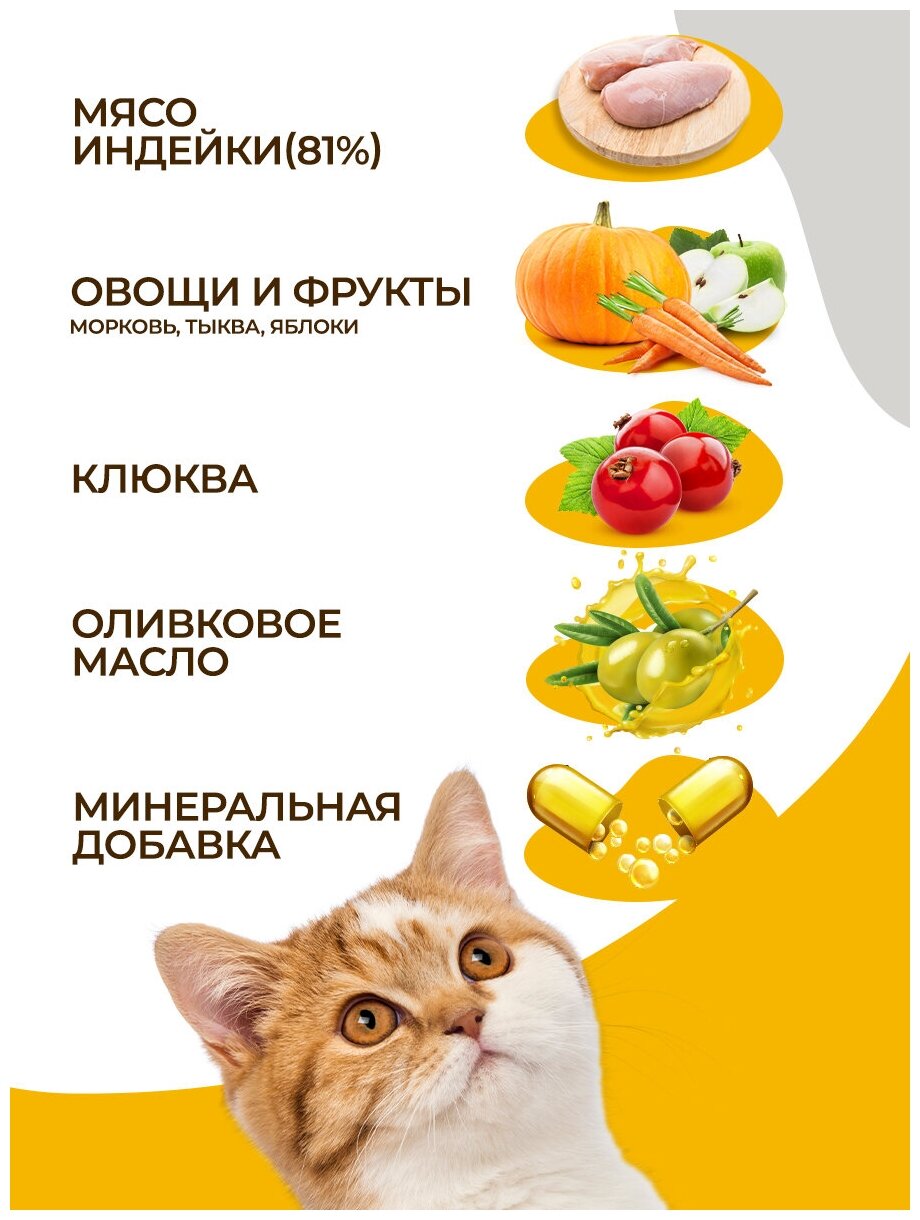 Кусочки в соусе для кошек Krochat с овощами и клюквой (Индейка) - фотография № 2