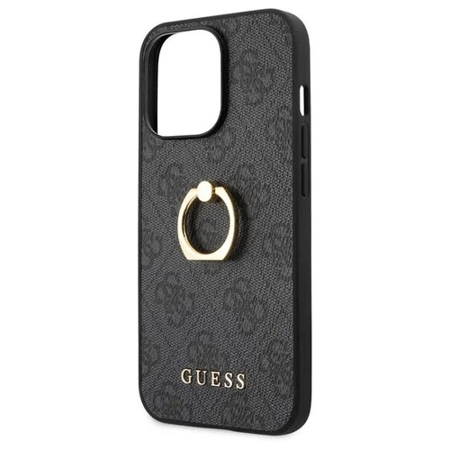 фото Guess для iphone 13 pro чехол pu 4g + ring hard grey