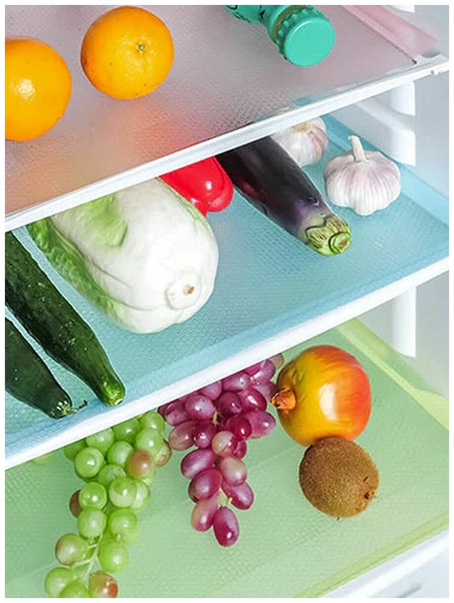 Набор ковриков для полок холодильника (голубой), 6 шт - фотография № 7