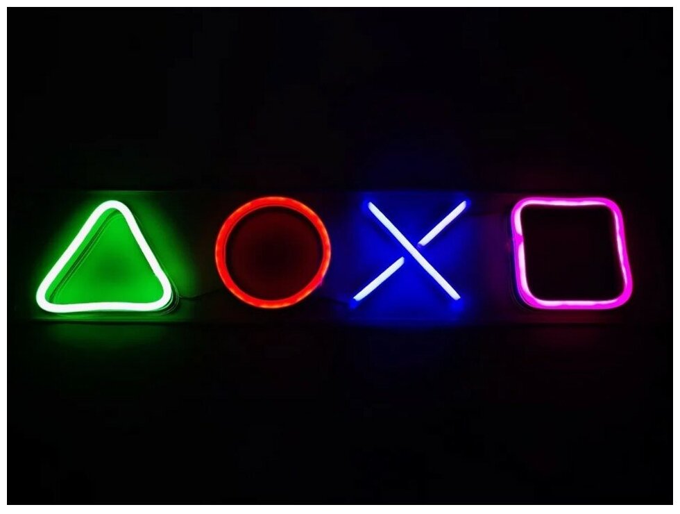 PJ NEON, Интерьерный светодиодный ночник светильник "Playstation" ручной работы, гибкий неон на оргстекле (акриле) , размер 50*10 см. - фотография № 7