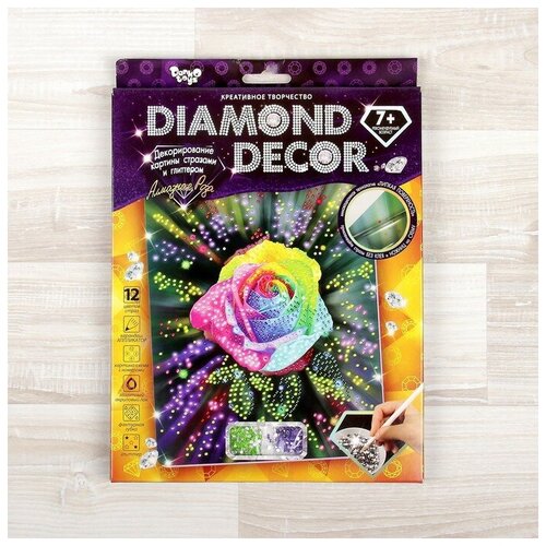 Danko Toys Набор для создания мозаики «Алмазная роза» DIAMOND DECOR, планшетка без рамки