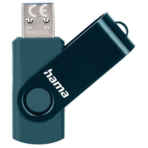 Флешка Hama "Rotate" USB 3.0, 128GB, 90MB/s, petrol blue