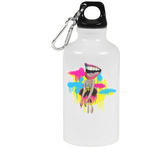 Бутылка с карабином CoolPodarok Улыбка девушка краски арт