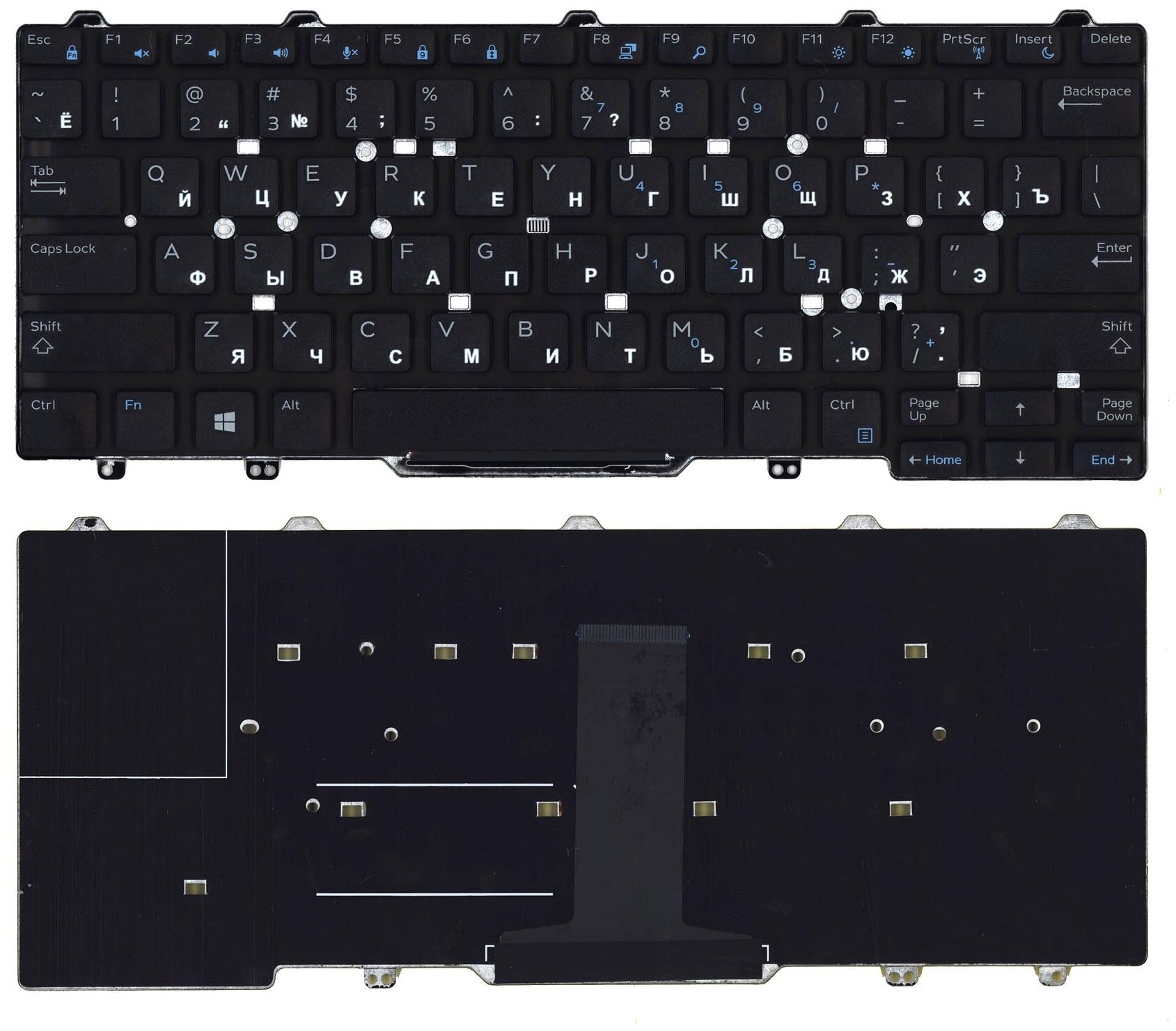 Клавиатура для ноутбука Dell Latitude E5470 E7470 черная без рамки и указателя 990₽