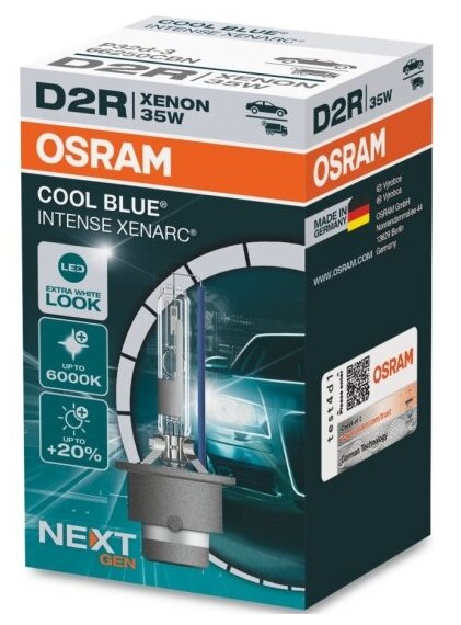Лампа автомобильная Osram Xenon Cool Blue Intense (NextGen) D2R 35W P32d-3+20% 6000K 85V, 1шт