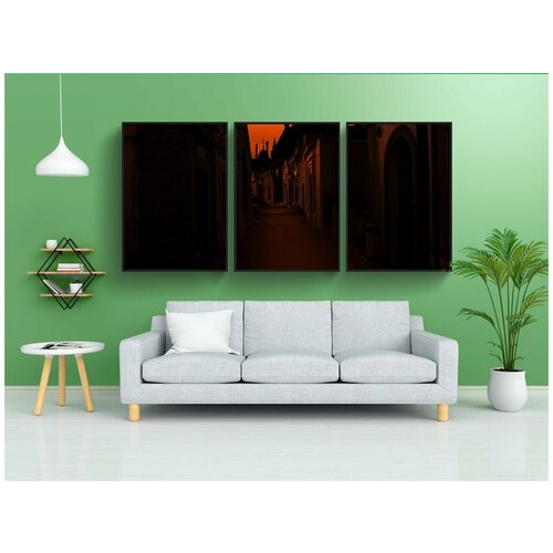 фото Набор модулных постеров для интерьера "заход солнца, кладбище, мистический" 60x90 см. в тубусе, без рамки lotsprints