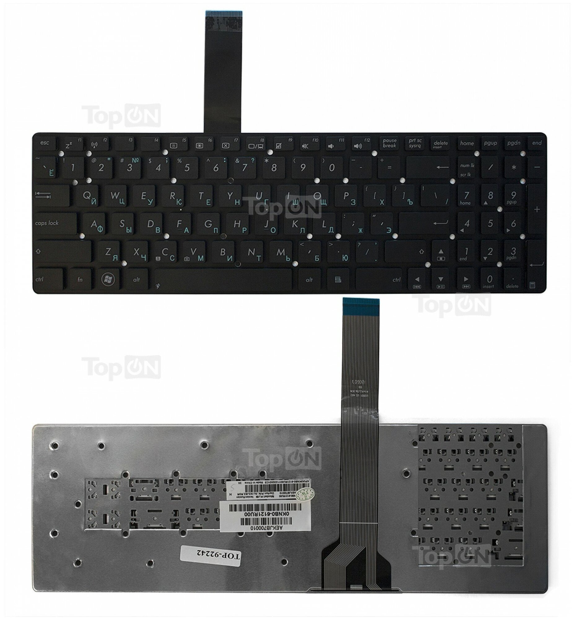 Клавиатура для ноутбука Asus NSK-UGR0R черная без рамки Г-образный Enter