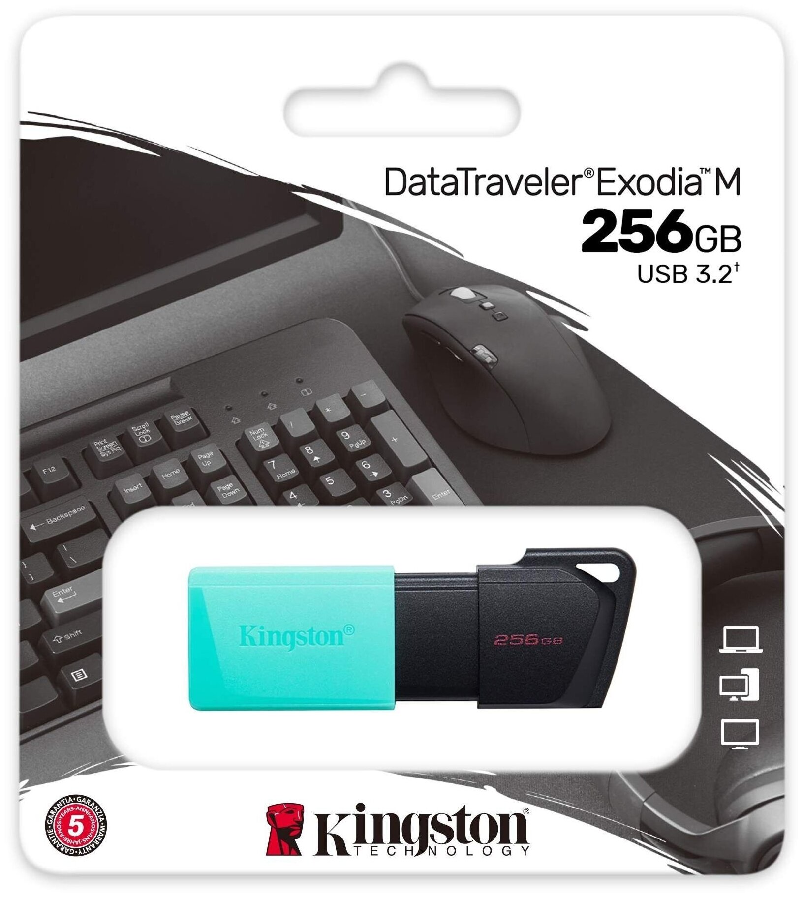 Флеш Диск Kingston 256Gb DataTraveler DTXM DTXM/256GB USB3.2 черный/зеленый