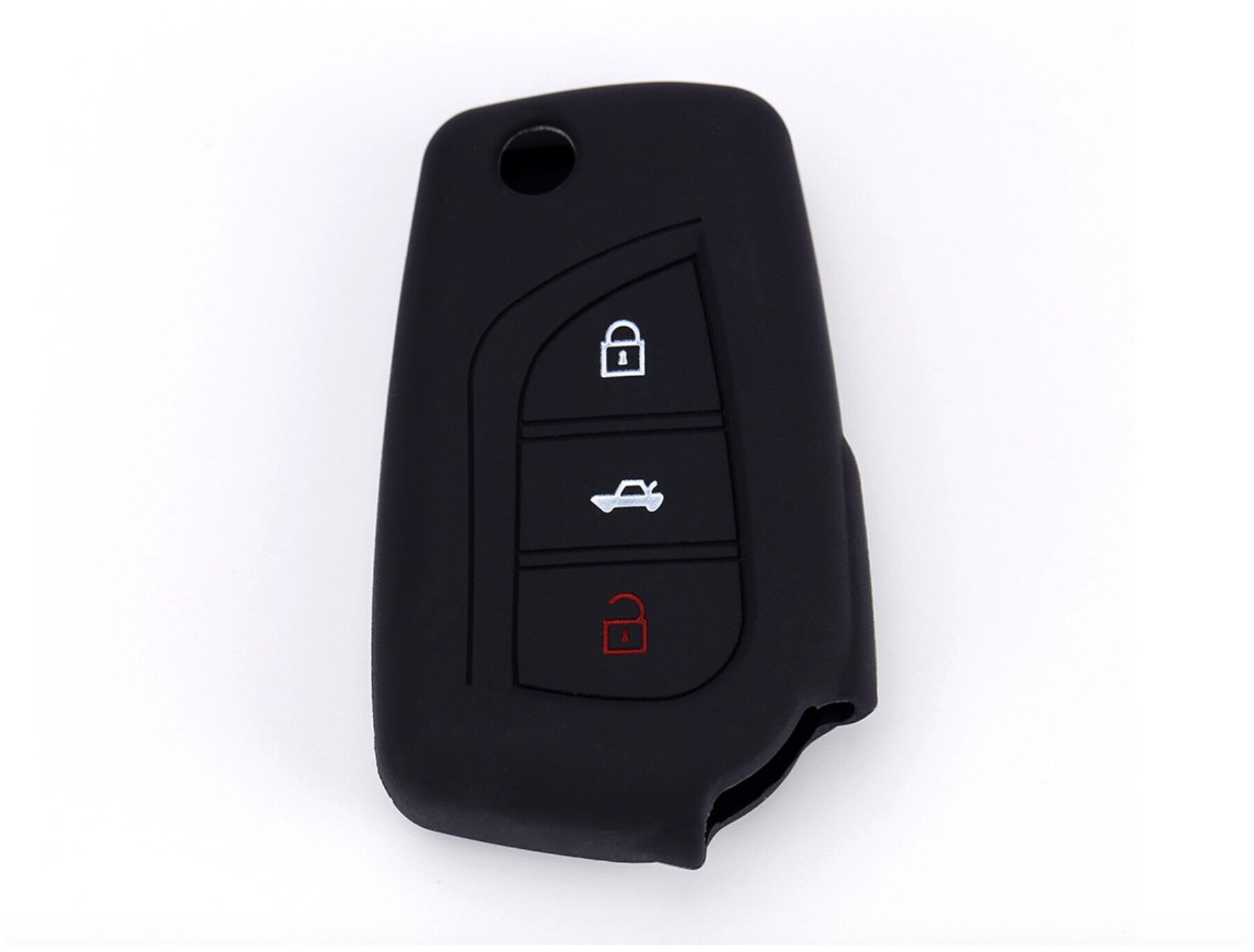 Защитный черный силиконовый чехол для смарт автомобильного ключа зажигания марки Тойота Toyota Corolla с 3 кнопками королла Camry C-HR RAV 4 Highl.