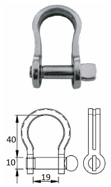 Скоба такелажная плоская с винтовым пальцем 10 мм