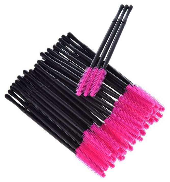 фото Одноразовая щеточка для бровей и ресниц(черная щеточка, розовая кисть), набор 20 шт, ch-9415