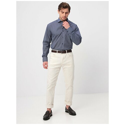 фото Рубашка мужская длинный рукав greg 213/111/1851/1, прямой силуэт / сlassic fit, цвет синий, рост 164-172, размер ворота 44