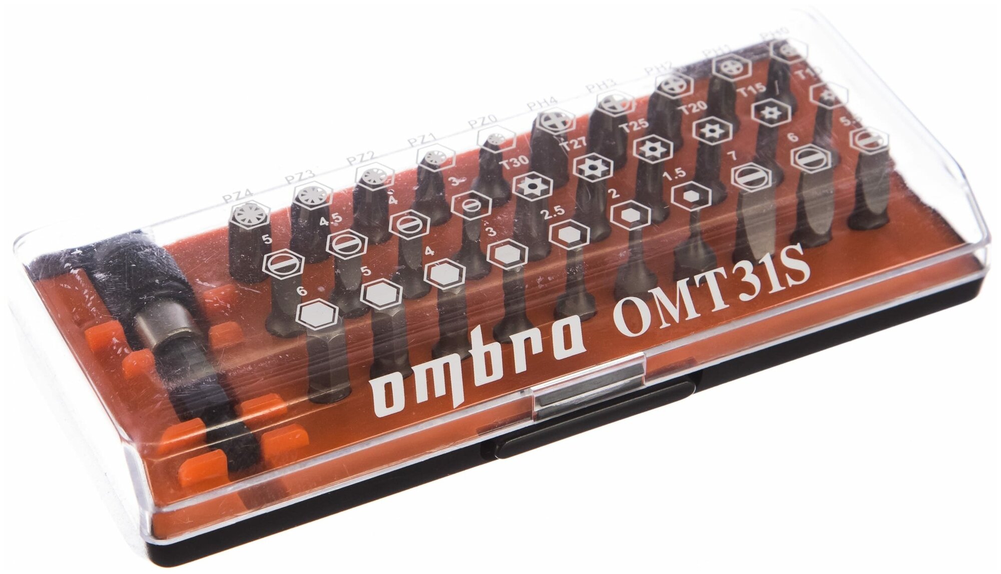 Набор бит и насадок Ombra OMT31S, 31 предм., оранжевый