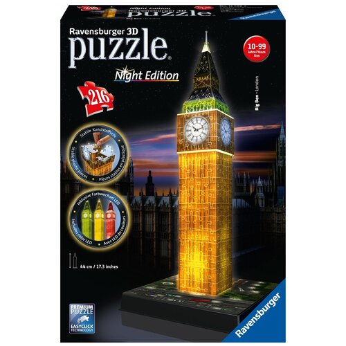 3D Puzzle Ночной Биг-Бен (216 элементов) конструктор happy build architecture elizabeth tower елизаветинская башня биг бен