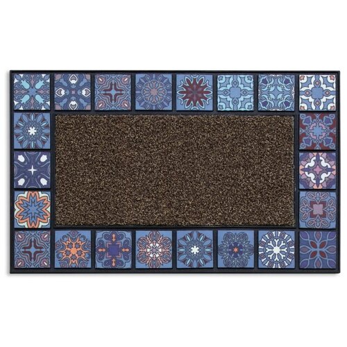 фото Коврик придверный mosaik quadro blue 76*45 см attribute