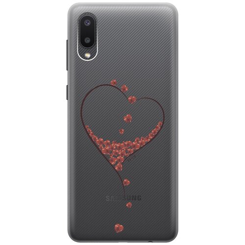 фото Ультратонкий силиконовый чехол-накладка transparent для samsung galaxy a02 с 3d принтом "little hearts" gosso
