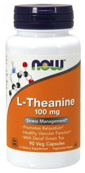 NOW L-Theanine 100 мг, 90 капс.