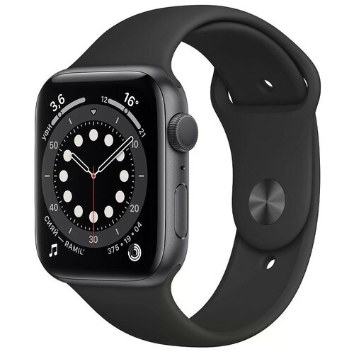 Часы Apple Watch Series 6 GPS 40mm Aluminum Case with Sport Band MG133 темно-серый Черный 2699000₽