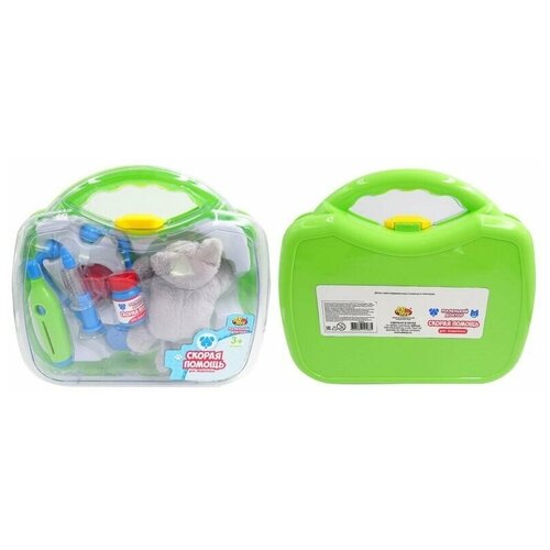 фото Набор врача abtoys маленький доктор, скорая помощь для животных, чемоданчик с плюшевой кошкой (pt-01241)