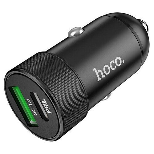 фото Автомобильное зарядное устройство hoco z32b pd20w+qc 3.0 металл черный hoco z32b