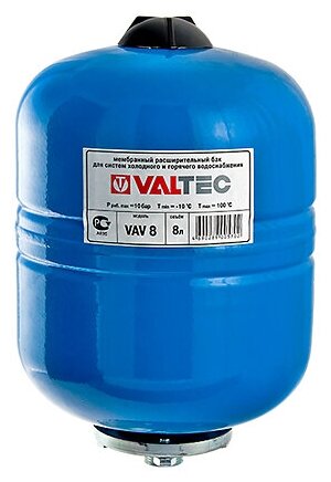 Гидроаккумулятор VALTEC для ГВС и ХВС 12л Синий (вертикальный/метал./3/4"/10bar) VT. AV. B.060012