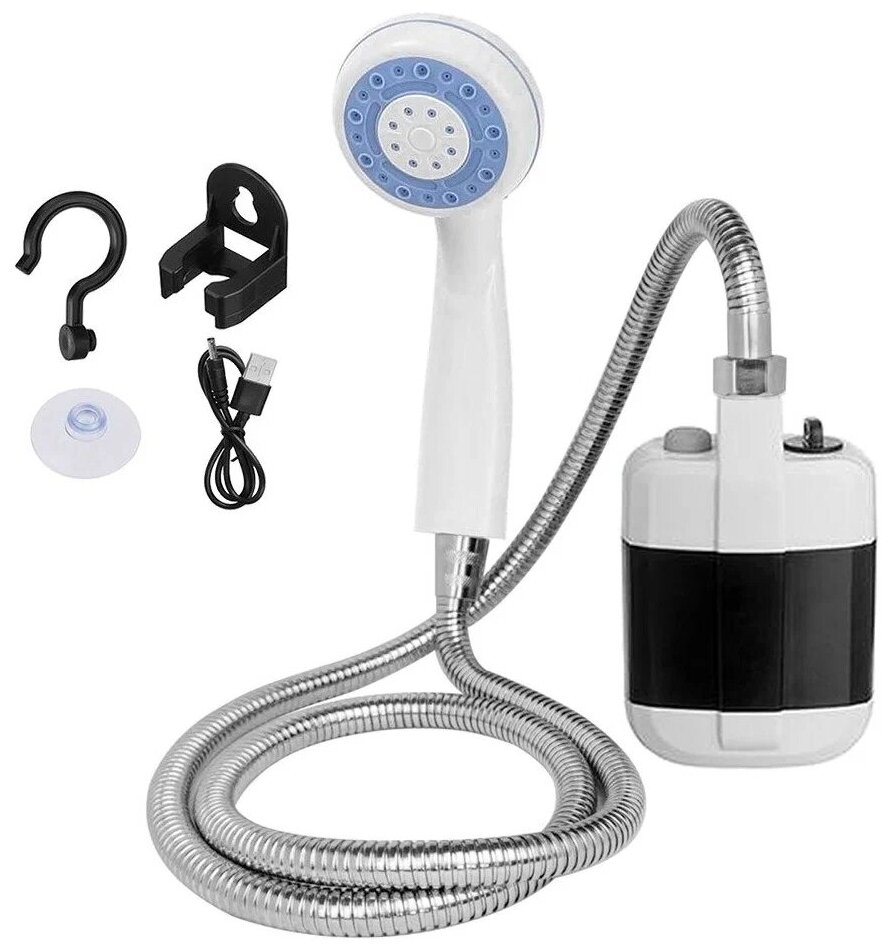 Походный переносной душ Portable Outdoor Shower с акуммулятором и USB зарядкой - фотография № 6
