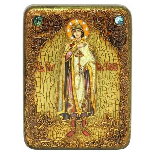 Подарочная икона Святой благоверный князь Глеб на мореном дубе 15*20см 999-RTI-284m