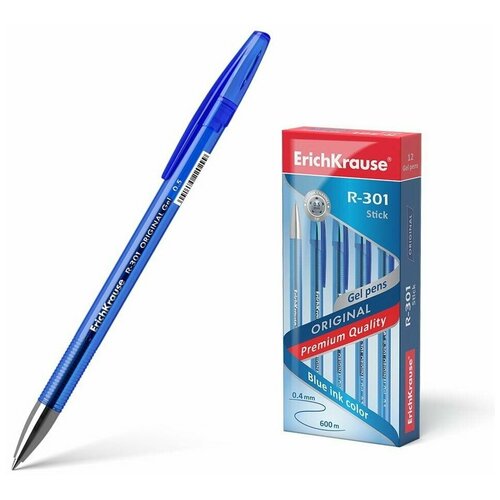 Ручка гелевая неавтоматическая ErichKrause R-301 Original Gel Stick,0.5, синий 1 штука ручка гелевая неавтоматическая erichkrause r 301 original gel stick 0 5 синий 2 штука