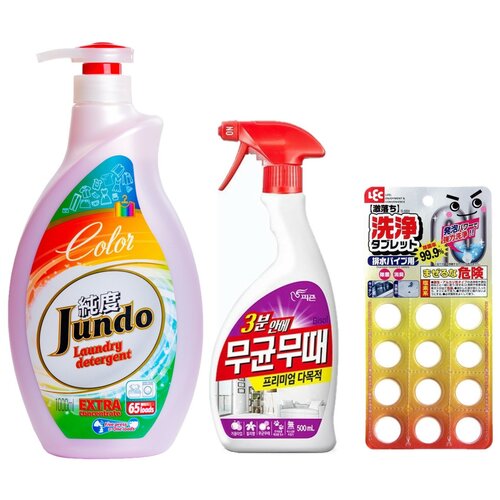 Jundo «Color» Концентрированный гель для стирки Цветного белья, 1л + PIGEON Чистящее средство 