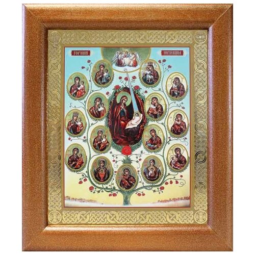 Древо Пресвятой Богородицы, икона в широкой рамке 19*22,5 см собор пресвятой богородицы икона в широкой рамке 14 5 16 5 см