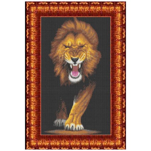 фото Набор для вышивания каролинка кткн 139 хищники. лев (счетный крест, черная канва)